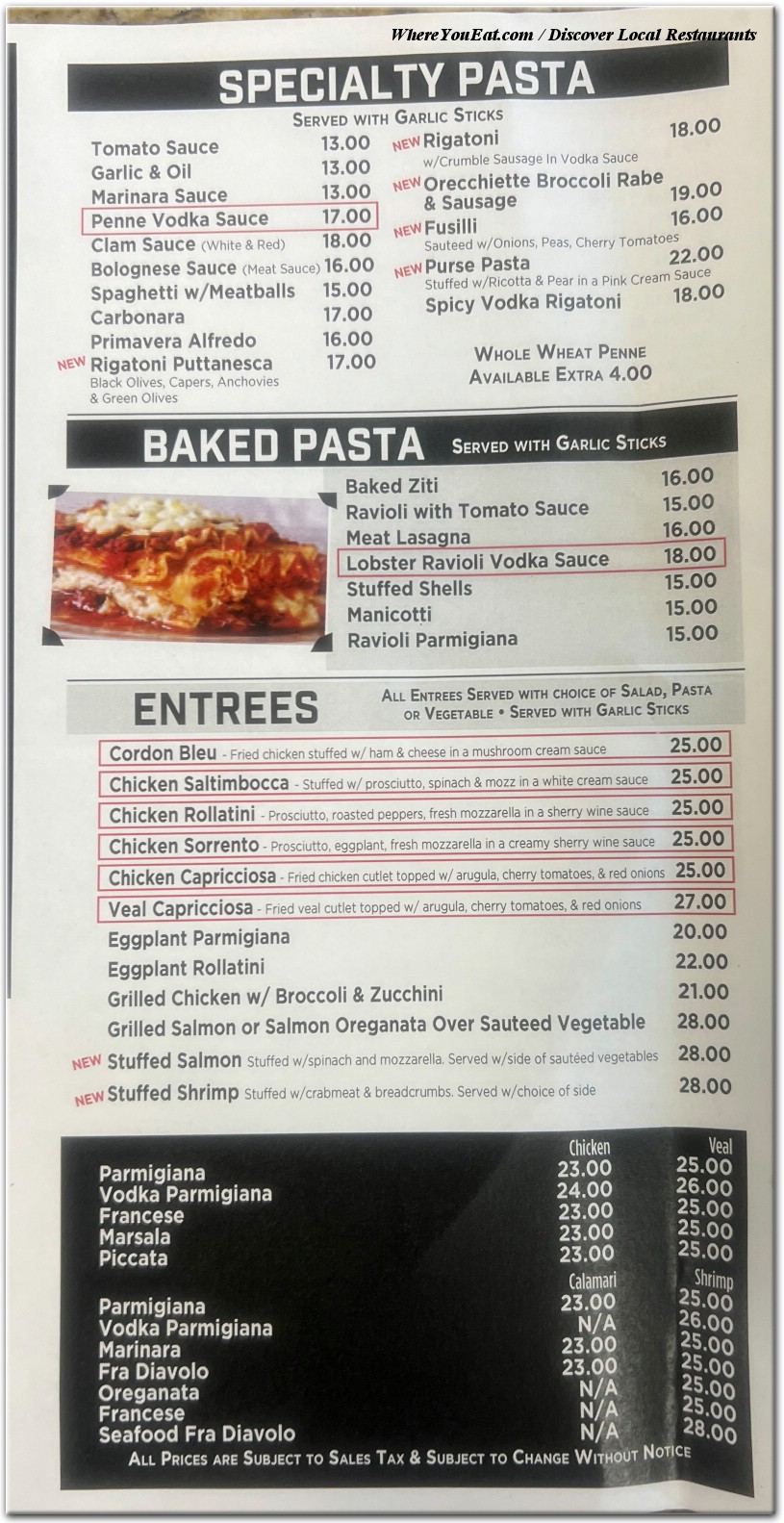 menu